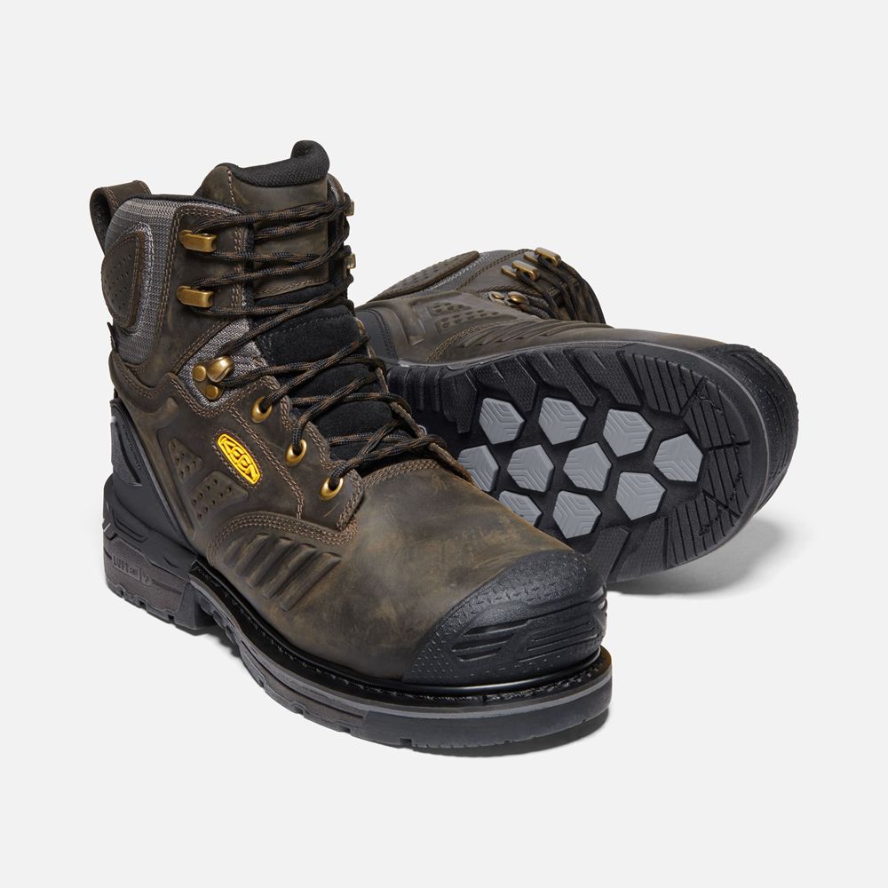 Cizme Keen Romania Barbati Negrii Maro Philadelphia 6\" Waterproof (Carbon-Fiber Toe) 3426-RWQFV